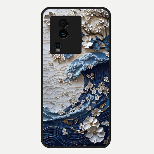  Blossom Wave Art Glass Case For iQOO Neo 7 Pro back cover – full design glossy printed glass finish