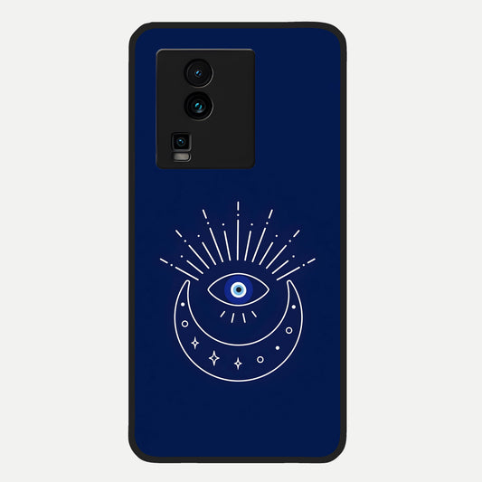  Blue Evil Eye Glass Case For iQOO Neo 7 Pro back cover – full design glossy printed glass finish