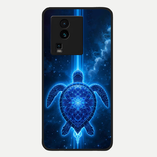  Blue Galaxy Turtle Glass Case For iQOO Neo 7 Pro back cover – full design glossy printed glass finish