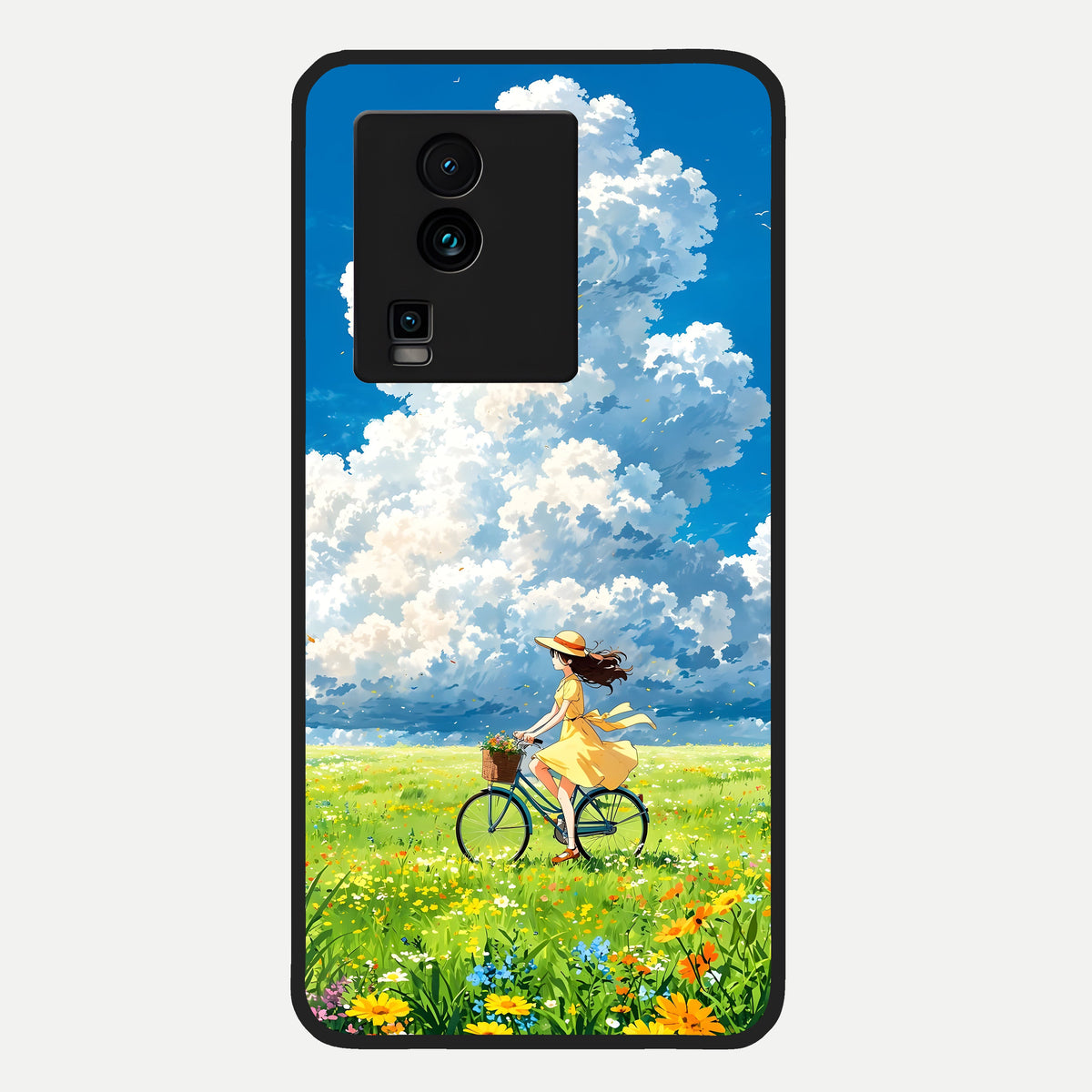  Breezy Meadow Ride Glass Case For iQOO Neo 7 Pro back cover – full design glossy printed glass finish