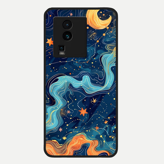  Celestial Dream Flow Glass Case For iQOO Neo 7 Pro back cover – full design glossy printed glass finish