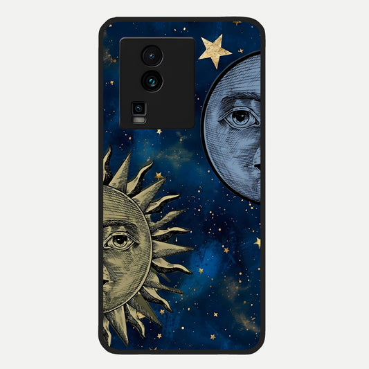  Celestial Moon With Sun Glass Case For iQOO Neo 7 Pro back cover – full design glossy printed glass finish