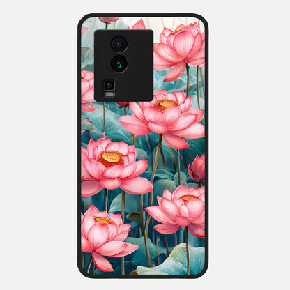  Celestial Pink Lotus Glass Case For iQOO Neo 7 Pro back cover – full design glossy printed glass finish
