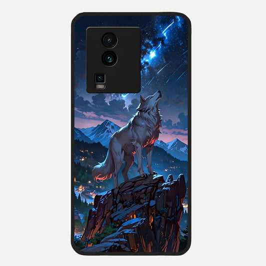  Celestial Wolf Howl Glass Case For iQOO Neo 7 Pro back cover – full design glossy printed glass finish