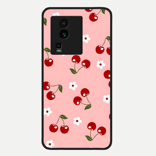  Cherry Love Mood Glass Case For iQOO Neo 7 Pro back cover – full design glossy printed glass finish