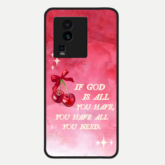  Cherry Quote Glass Case For iQOO Neo 7 Pro back cover – full design glossy printed glass finish