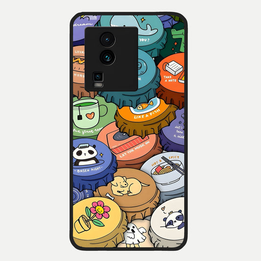  Coins Patterns Glass Case For iQOO Neo 7 Pro back cover – full design glossy printed glass finish
