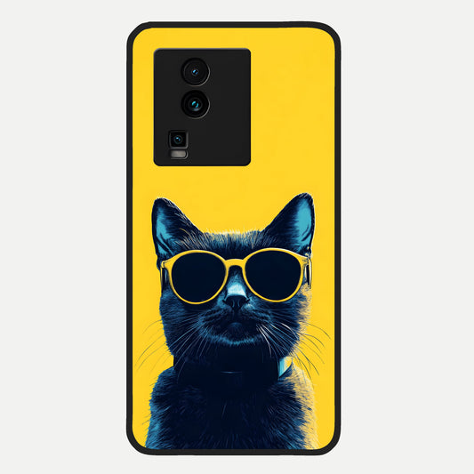  Cool Cat Vibes Glass Case For iQOO Neo 7 Pro back cover – full design glossy printed glass finish