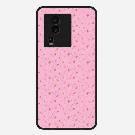  Cosmic Pink Sparkle Glass Case For iQOO Neo 7 Pro back cover – full design glossy printed glass finish