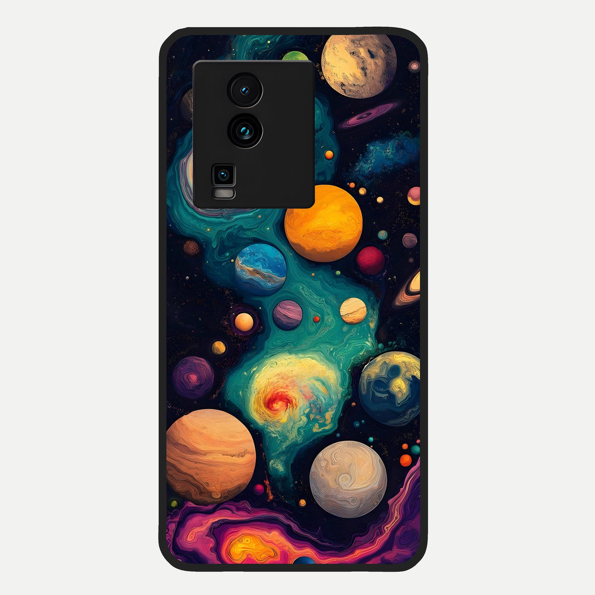  Cosmic Planet Journey Glass Case For iQOO Neo 7 Pro back cover – full design glossy printed glass finish