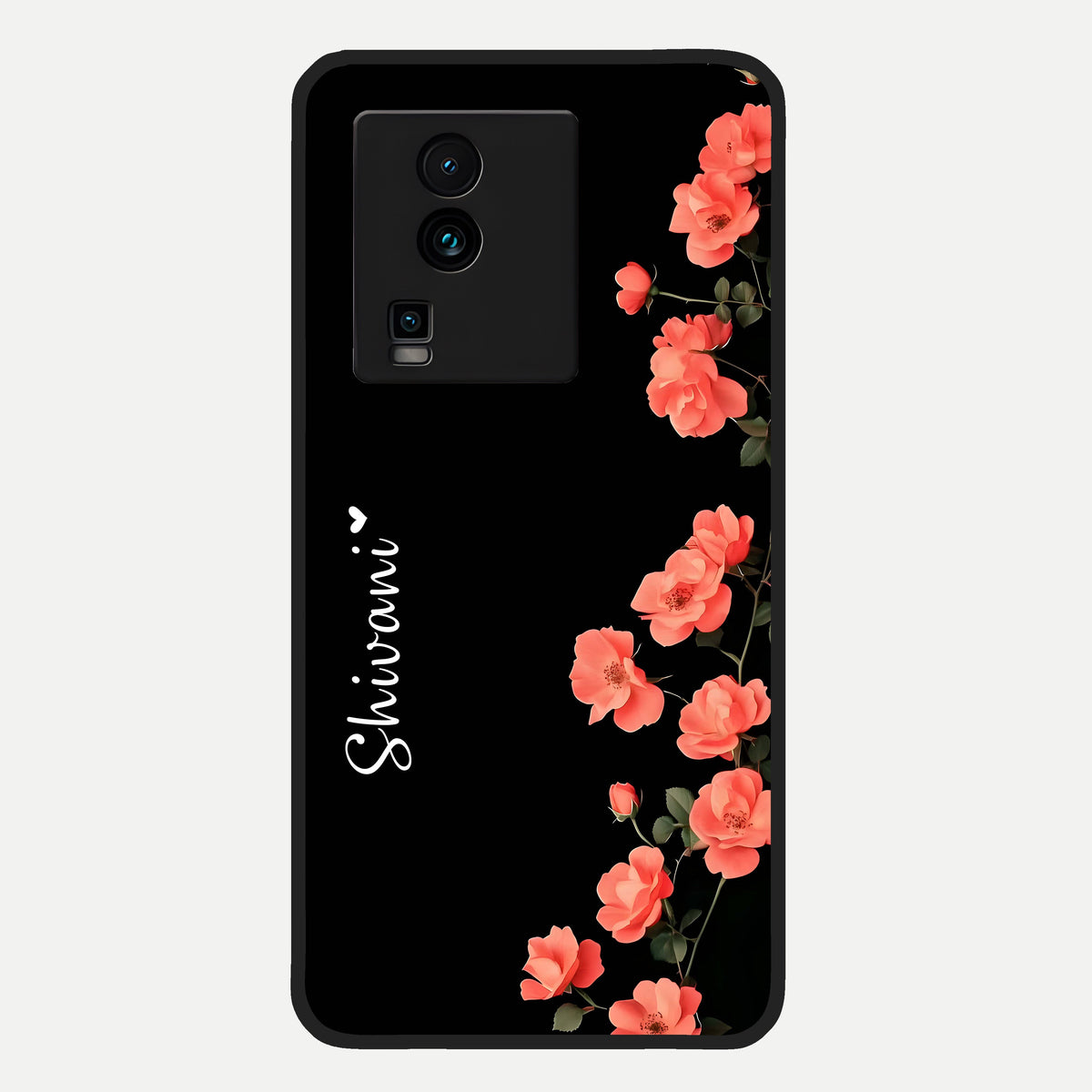  Crimson Bloom Grace Custom Name Glass Case For iQOO Neo 7 Pro back cover – full design glossy printed glass finish