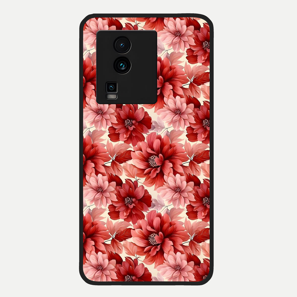  Crimson Love Petals Glass Case For iQOO Neo 7 Pro back cover – full design glossy printed glass finish