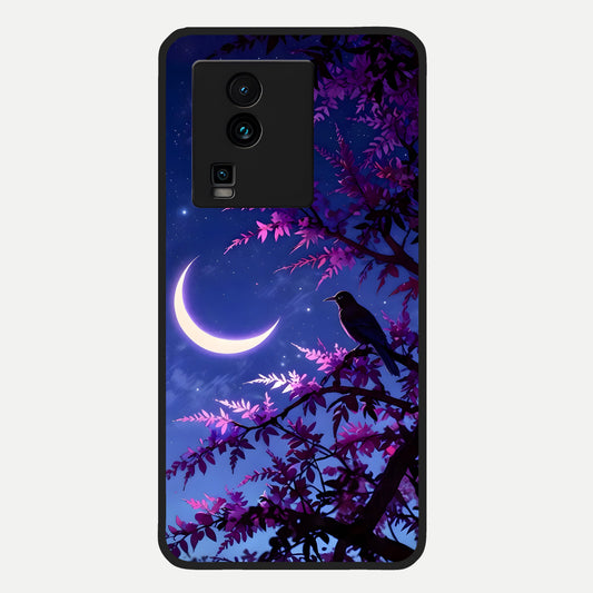  Crow And Moon Scenery Glass Case For iQOO Neo 7 Pro back cover – full design glossy printed glass finish