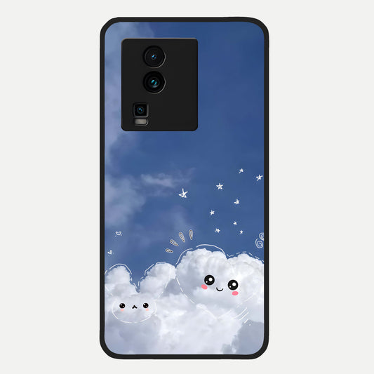  Cute Blossom Cloud Glass Case For iQOO Neo 7 Pro back cover – full design glossy printed glass finish