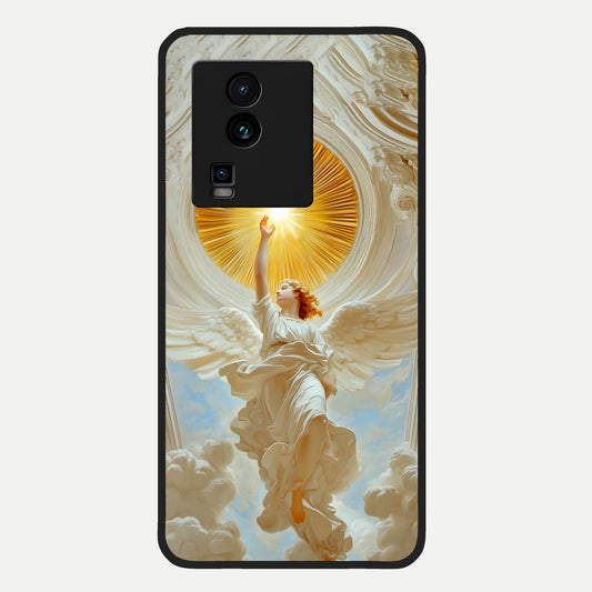  Divine Light Angel Glass Case For iQOO Neo 7 Pro back cover – full design glossy printed glass finish