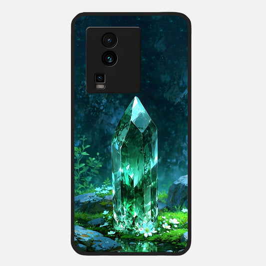  Emerald Light Crystal Glass Case For iQOO Neo 7 Pro back cover – full design glossy printed glass finish