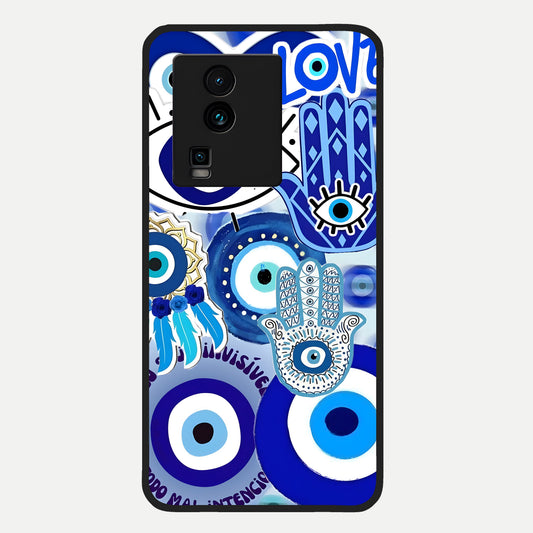  Evil Eyes Dream Glass Case For iQOO Neo 7 Pro back cover – full design glossy printed glass finish