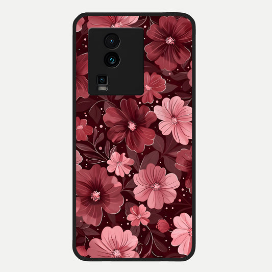  Flower Blush Bloom Glass Case For iQOO Neo 7 Pro back cover – full design glossy printed glass finish