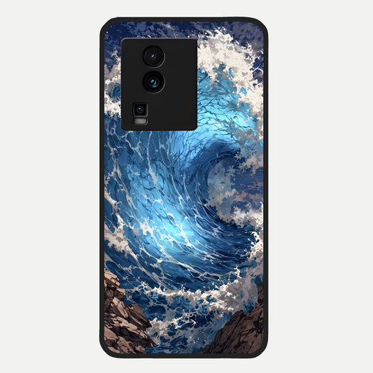  Giant Ocean Wave Glass Case For iQOO Neo 7 Pro back cover – full design glossy printed glass finish