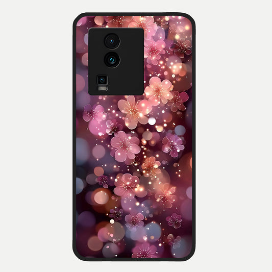  Glowing Petal Bliss Glass Case For iQOO Neo 7 Pro back cover – full design glossy printed glass finish