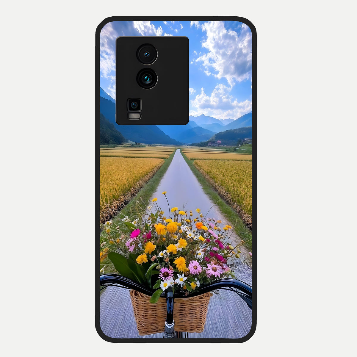  Golden Field Journey Glass Case For iQOO Neo 7 Pro back cover – full design glossy printed glass finish