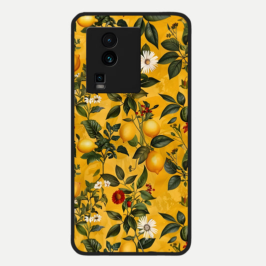  Golden Lemon Field Glass Case For iQOO Neo 7 Pro back cover – full design glossy printed glass finish