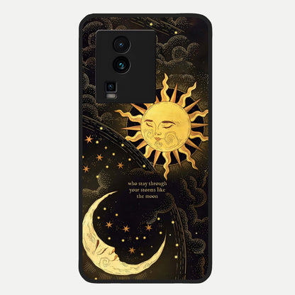  Golden Lunar Love Glass Case For iQOO Neo 7 Pro back cover – full design glossy printed glass finish