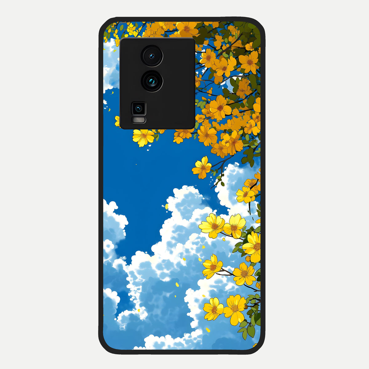  Golden Petal Sky Glass Case For iQOO Neo 7 Pro back cover – full design glossy printed glass finish