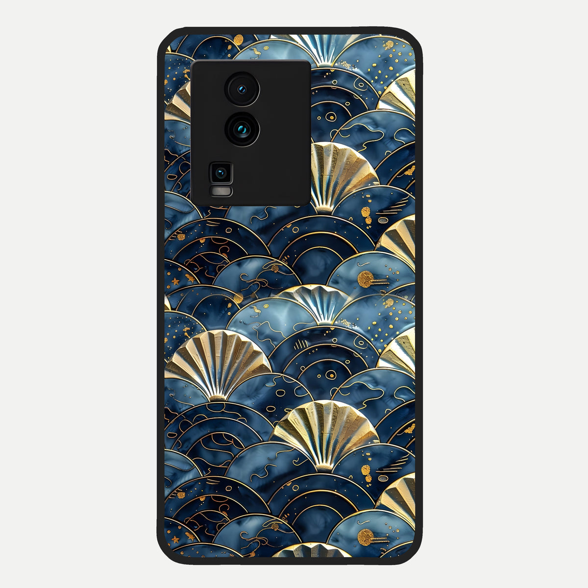  Golden Wave Luxe Glass Case For iQOO Neo 7 Pro back cover – full design glossy printed glass finish
