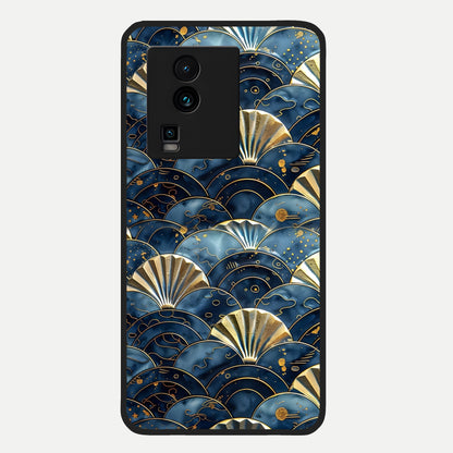  Golden Wave Luxe Glass Case For iQOO Neo 7 Pro back cover – full design glossy printed glass finish