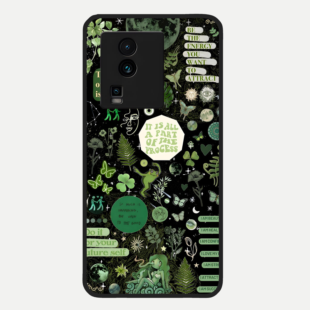  Green Mandala Pattern Glass Case For iQOO Neo 7 Pro back cover – full design glossy printed glass finish