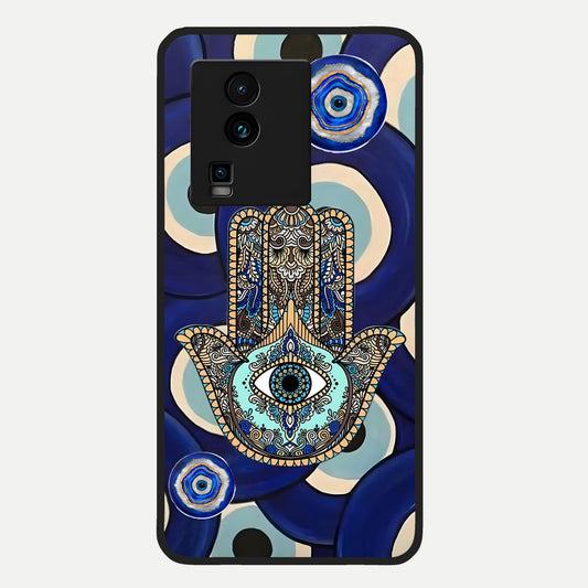  Hamsa Divine Guard Glass Case For iQOO Neo 7 Pro back cover – full design glossy printed glass finish