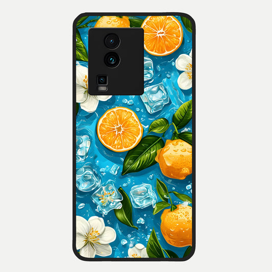  Ice Cube With Orange Glass Case For iQOO Neo 7 Pro back cover – full design glossy printed glass finish