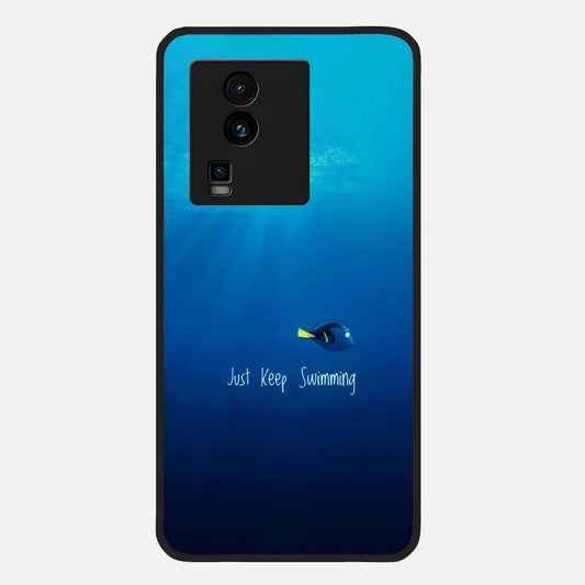  Just Keep Swimming Glass Case For iQOO Neo 7 Pro back cover – full design glossy printed glass finish