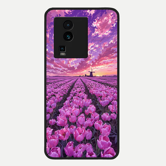  Lavender Dream Skies Glass Case For iQOO Neo 7 Pro back cover – full design glossy printed glass finish