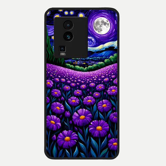  Lavender Moon Field Glass Case For iQOO Neo 7 Pro back cover – full design glossy printed glass finish
