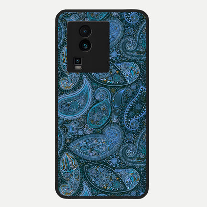  Midnight Paisley Glow Glass Case For iQOO Neo 7 Pro back cover – full design glossy printed glass finish