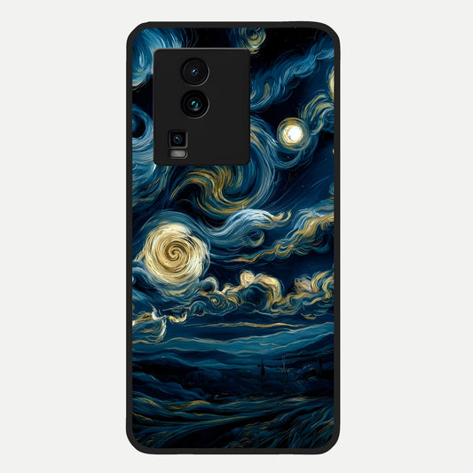  Midnight Sky Whirl Glass Case For iQOO Neo 7 Pro back cover – full design glossy printed glass finish