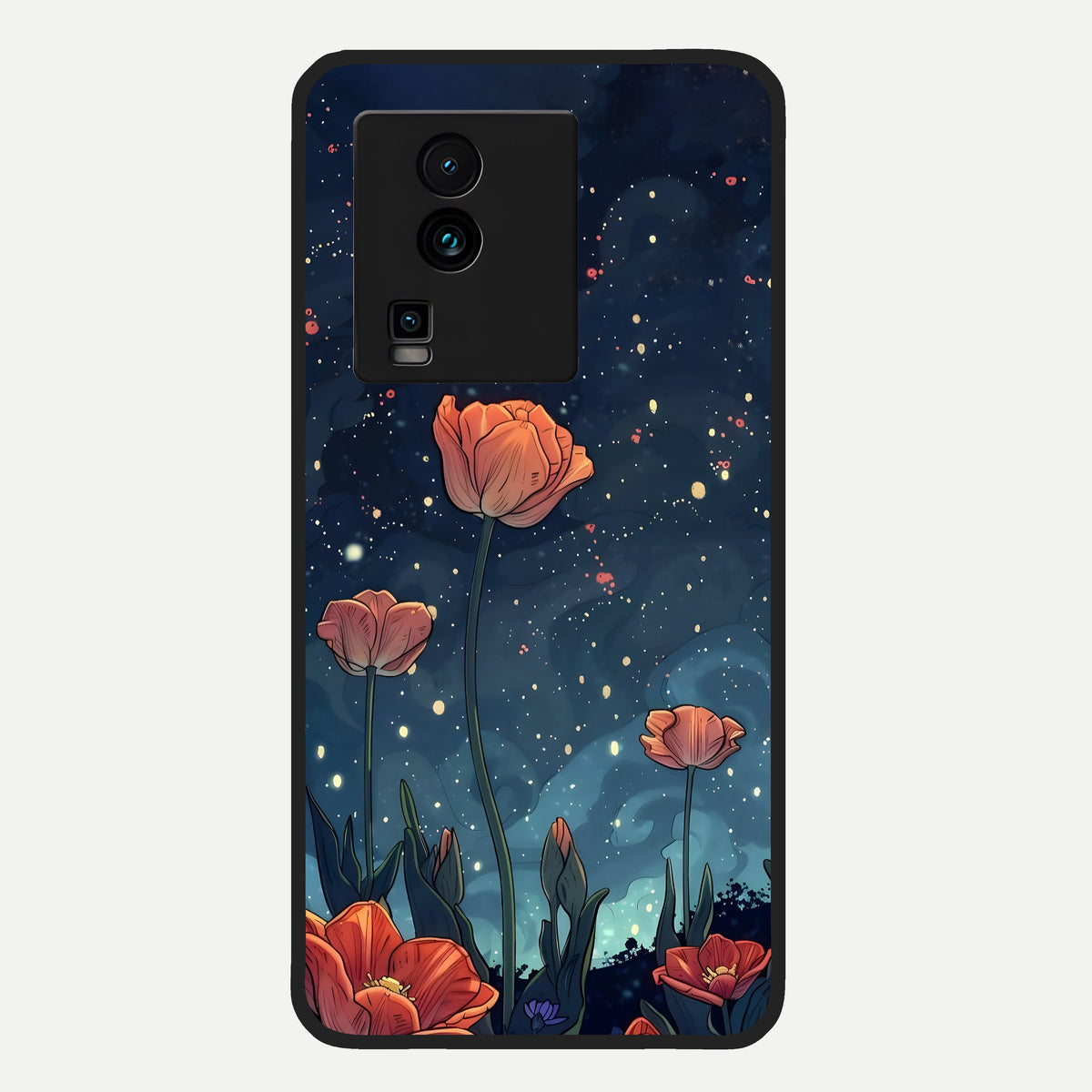  Midnight Tulip Glow Glass Case For iQOO Neo 7 Pro back cover – full design glossy printed glass finish