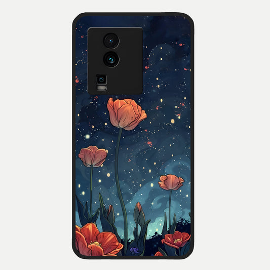  Midnight Tulip Glow Glass Case For iQOO Neo 7 Pro back cover – full design glossy printed glass finish