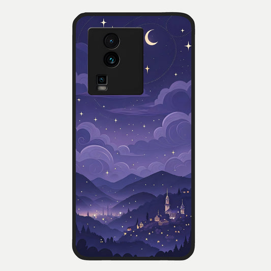  Minimal Night View Glass Case For iQOO Neo 7 Pro back cover – full design glossy printed glass finish