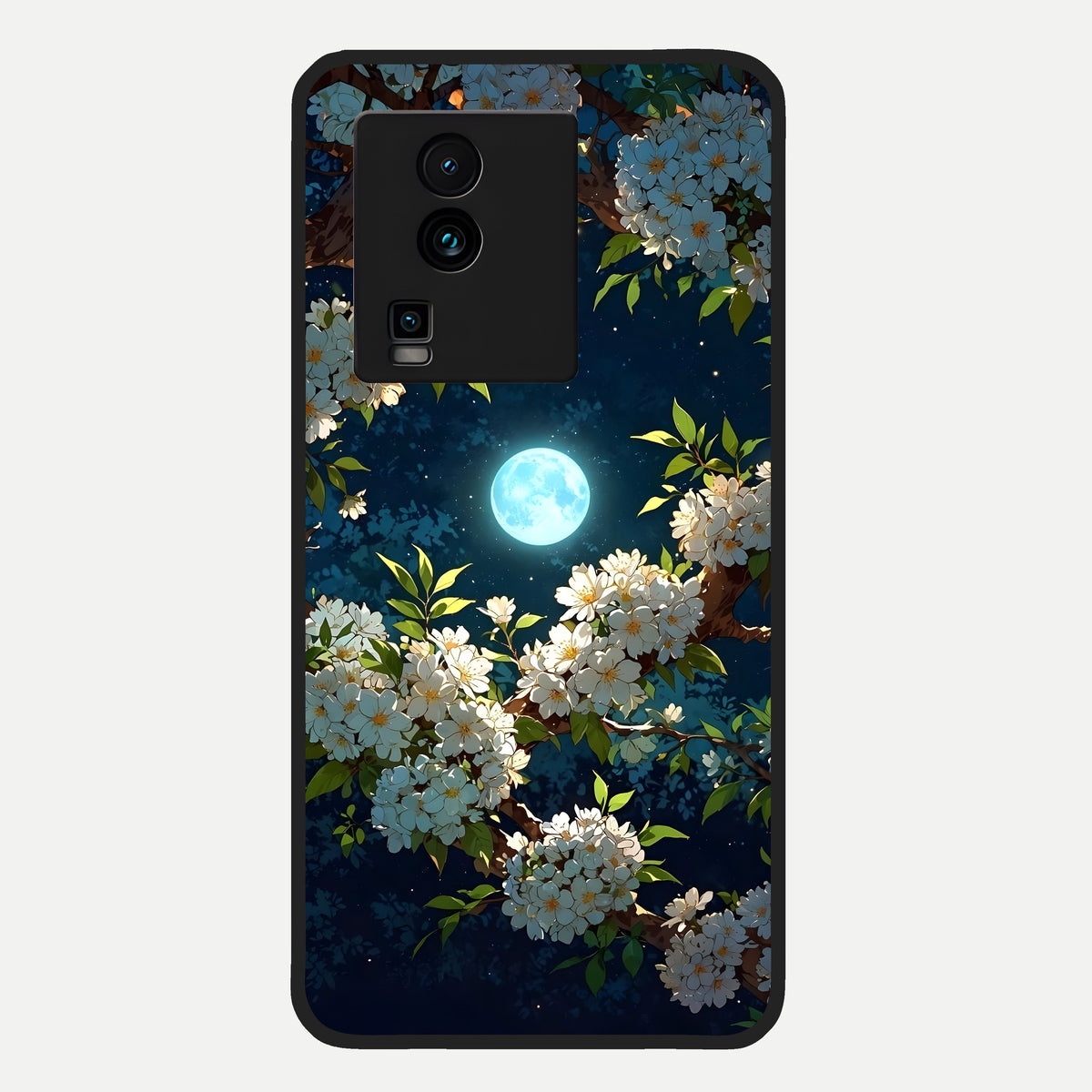  Moonlit Blossom Dream Glass Case For iQOO Neo 7 Pro back cover – full design glossy printed glass finish