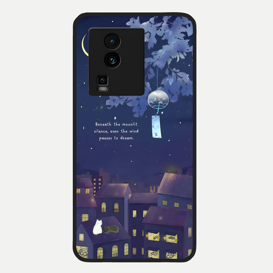  Moonlit Cat Silence Glass Case For iQOO Neo 7 Pro back cover – full design glossy printed glass finish