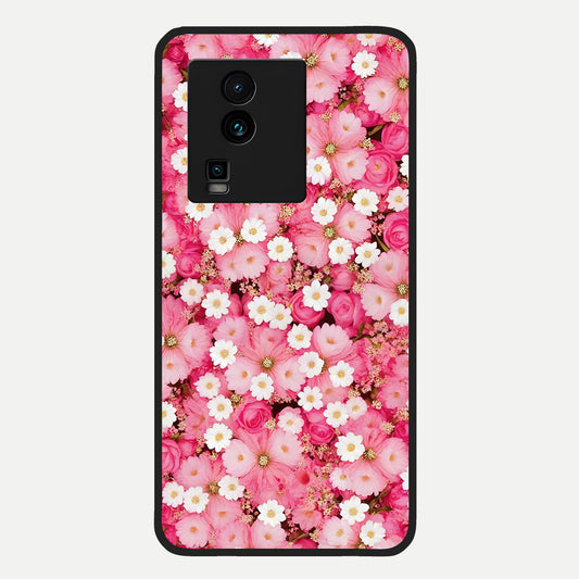  Pink Daisy Bliss Glass Case For iQOO Neo 7 Pro back cover – full design glossy printed glass finish