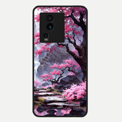  Pink Sunflower Glow Glass Case For iQOO Neo 7 Pro back cover – full design glossy printed glass finish