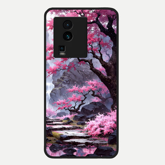  Pink Sunflower Glow Glass Case For iQOO Neo 7 Pro back cover – full design glossy printed glass finish