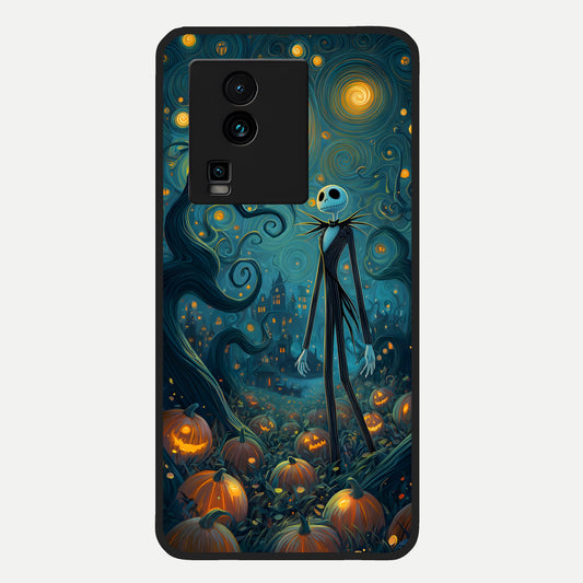  Pumpkin Moon Night Glass Case For iQOO Neo 7 Pro back cover – full design glossy printed glass finish