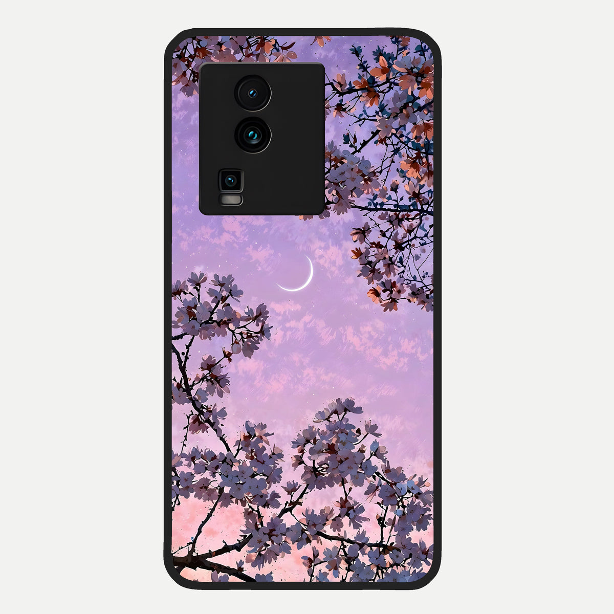  Purple Serenity Moon Glass Case For iQOO Neo 7 Pro back cover – full design glossy printed glass finish