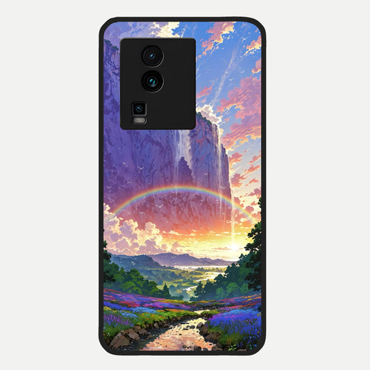  Rainbow Valley Dream Glass Case For iQOO Neo 7 Pro back cover – full design glossy printed glass finish