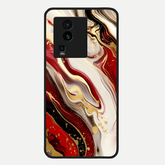  Red And White Marble Glass Case For iQOO Neo 7 Pro back cover – full design glossy printed glass finish